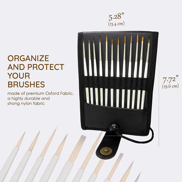Miniature Paint Brushes with Holder, Set of 12 for Detail & Fine Point