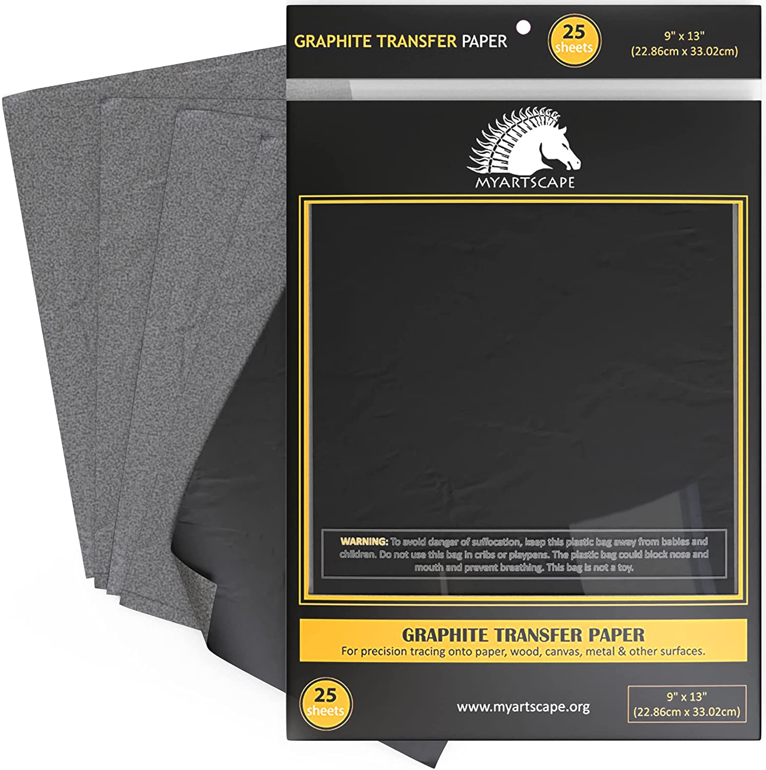 Graphite Transfer Paper, 9 x 13 - 25 Sheets - Black Waxed Paper –  MyArtscape