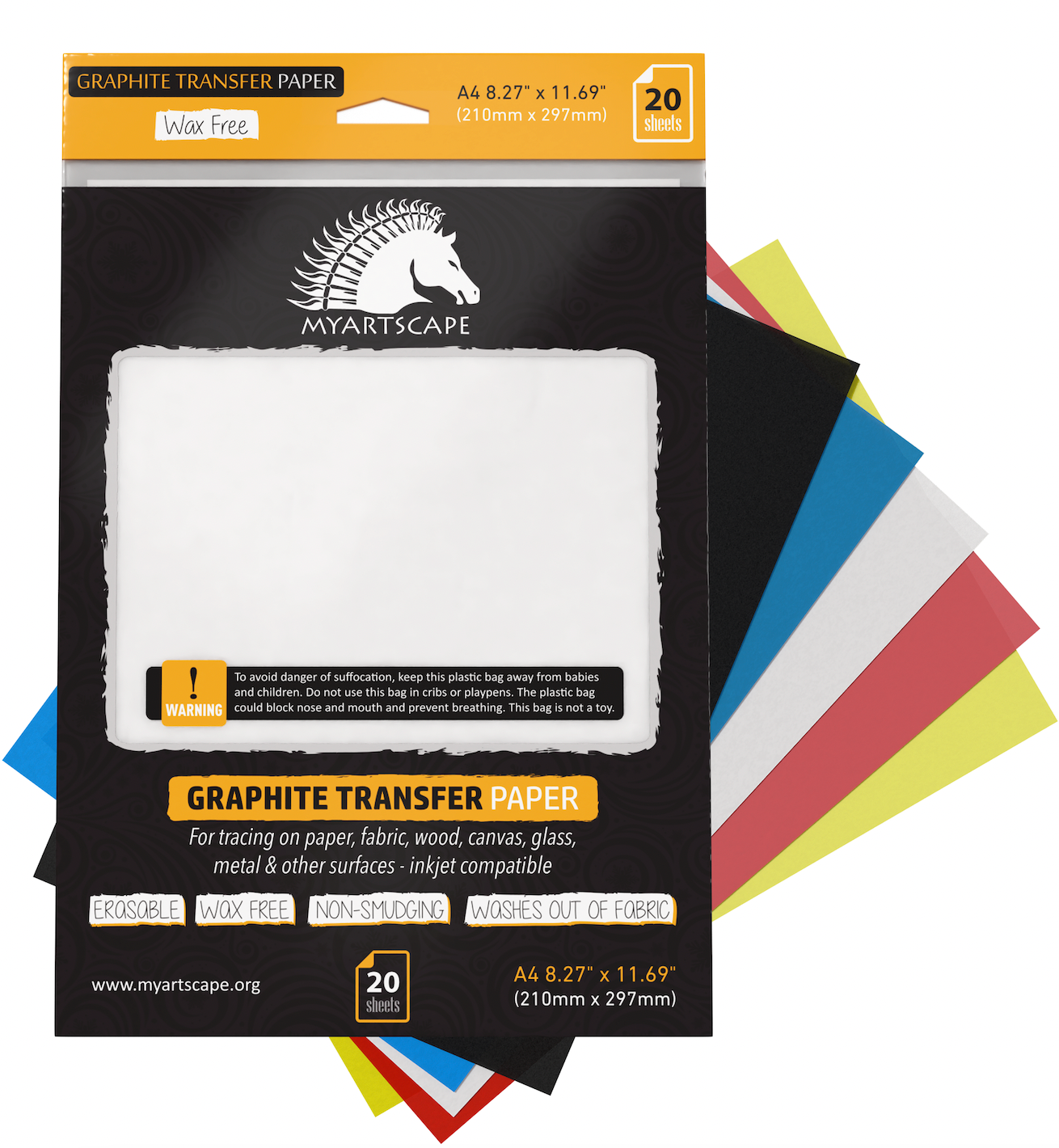 Graphite Transfer Paper, 9 x 13 - 50 Sheets - Black Waxed Paper –  MyArtscape