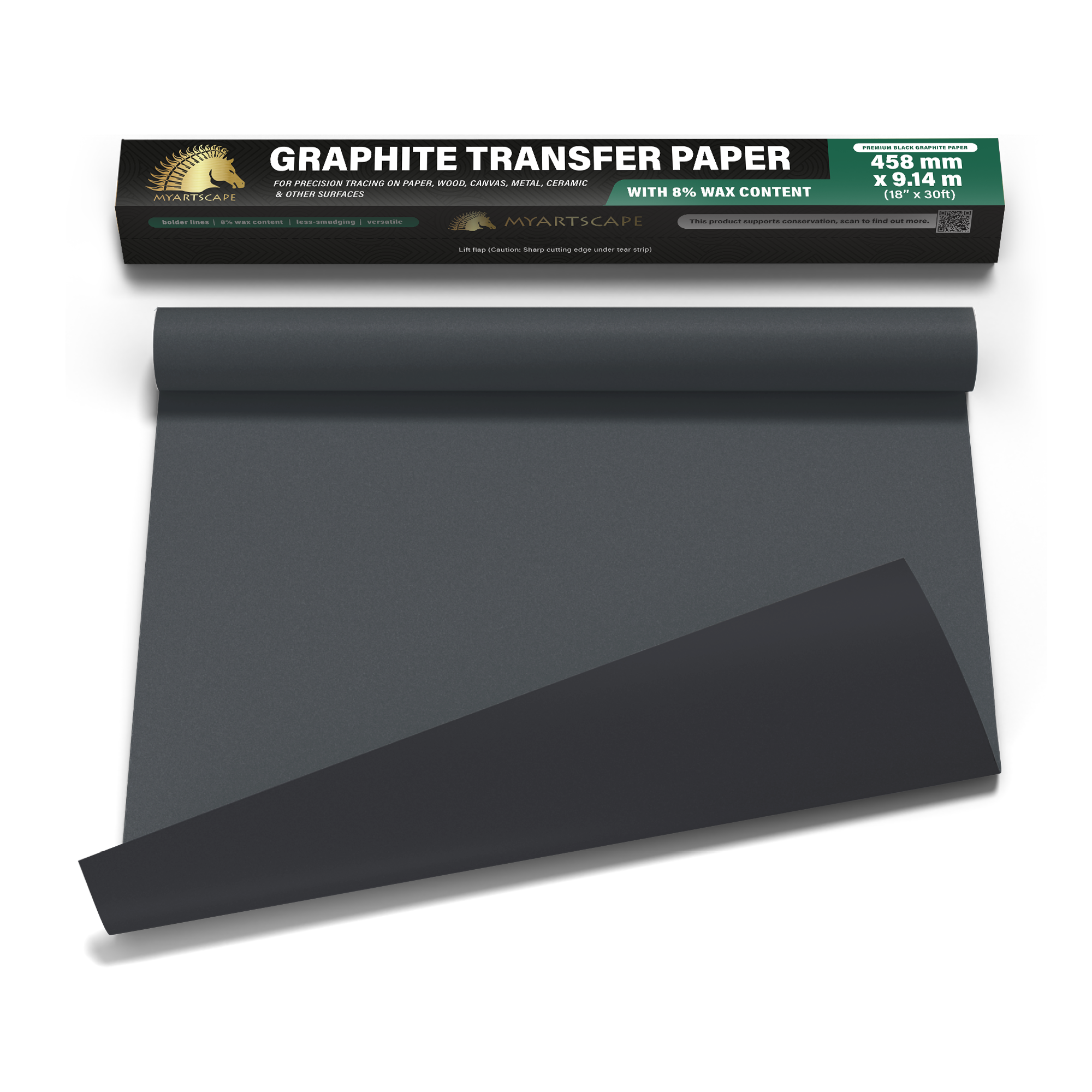 MyArtscape Graphite Transfer Paper Roll, Waxed, 18