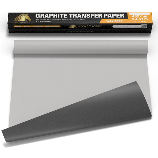 Graphite Transfer Paper Roll, Wax-Free, 17" x 15ft Transfer Paper Roll, Graphite Paper