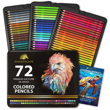 MyArtscape Oil Based Colored Pencils Set, 72 pcs Premium Color Pencils