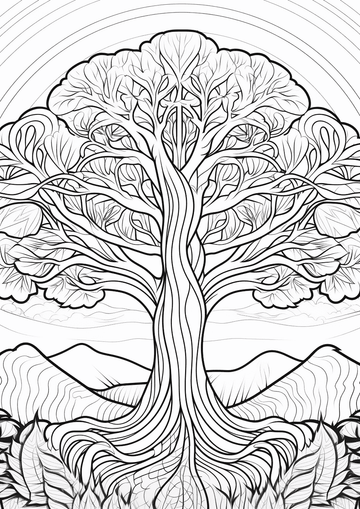 tree coloring pages to print for adults