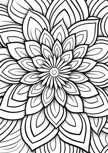 black and white flower coloring page design