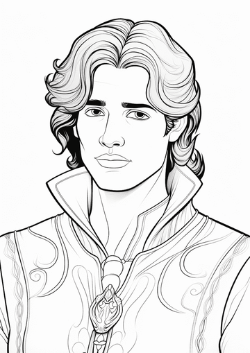 a drawing of a young man with long hair