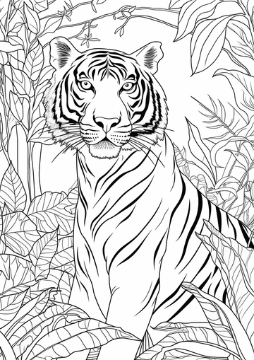 tiger in the jungle coloring page