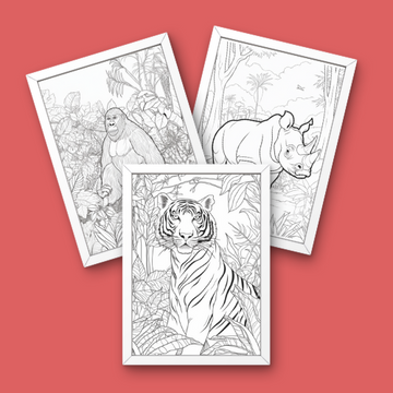 myartscape wild animals coloring pages sumatran tiger rhino gorilla