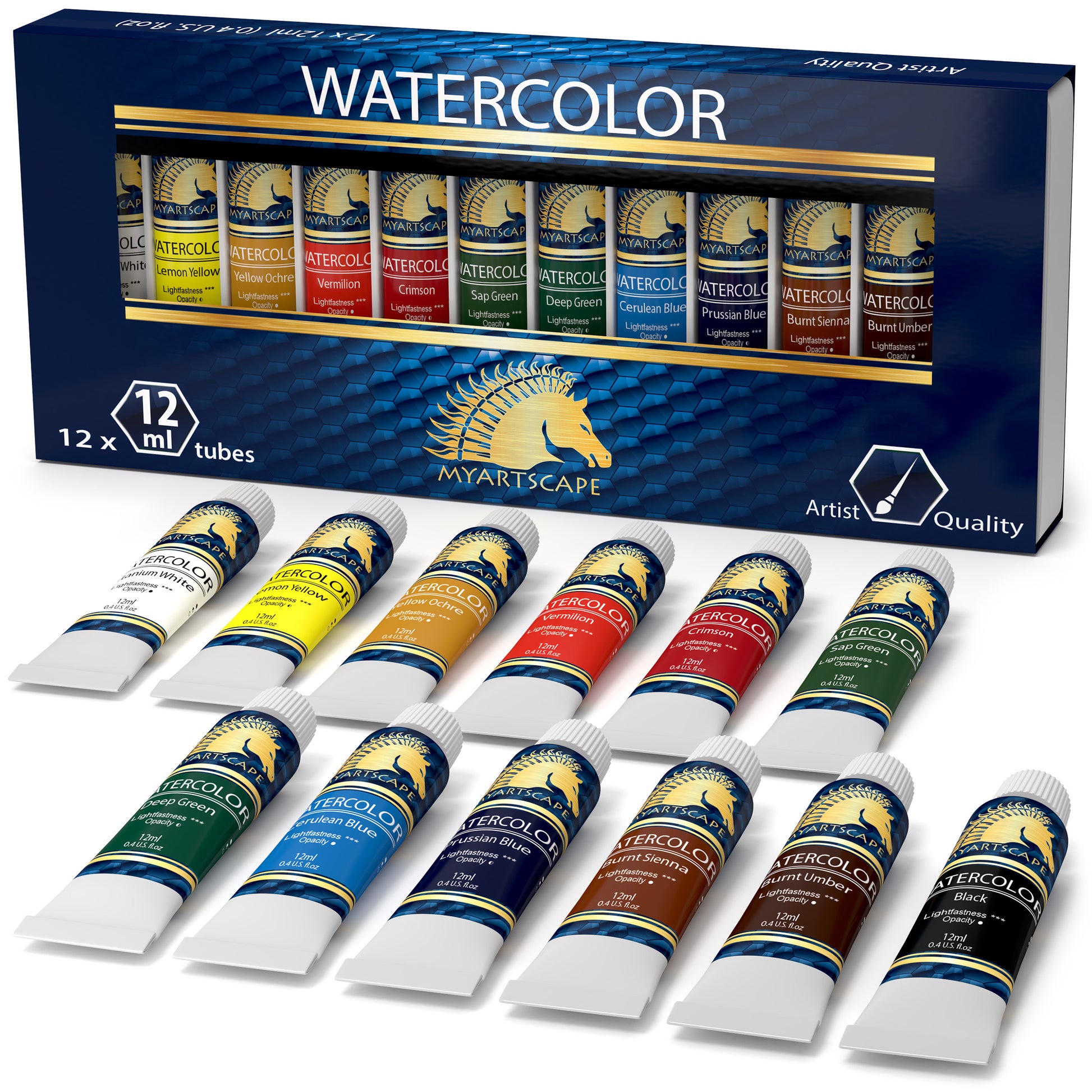 Water Color Paint set 12 Tubes Atlas Water colors Set Art Painting - 06 ml