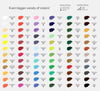 A chart of swatches of 72 colors