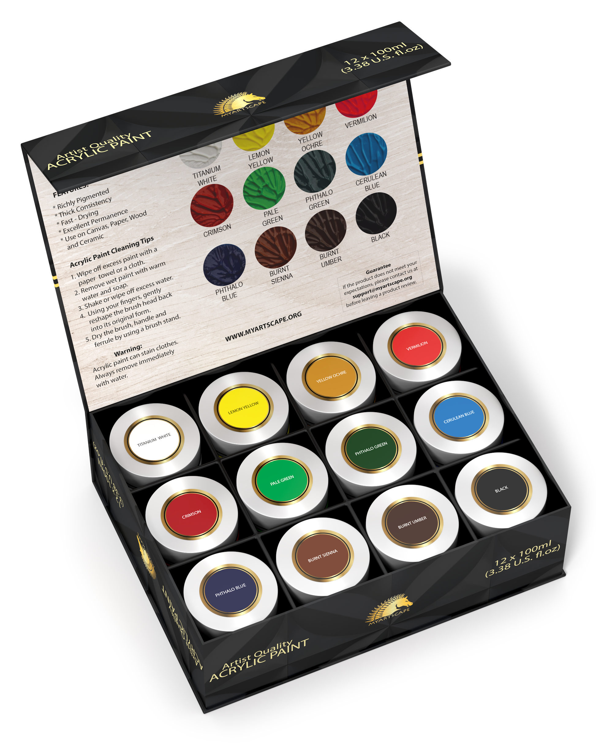 set of paints in a box