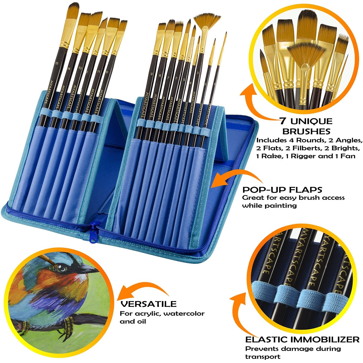 Myartscape Hot Pink: Paint Brushes - 15 Pc Art Brush Set for Watercolour,  Acrylic, Oil & Face Painting (Hot Pink) : : Home & Kitchen