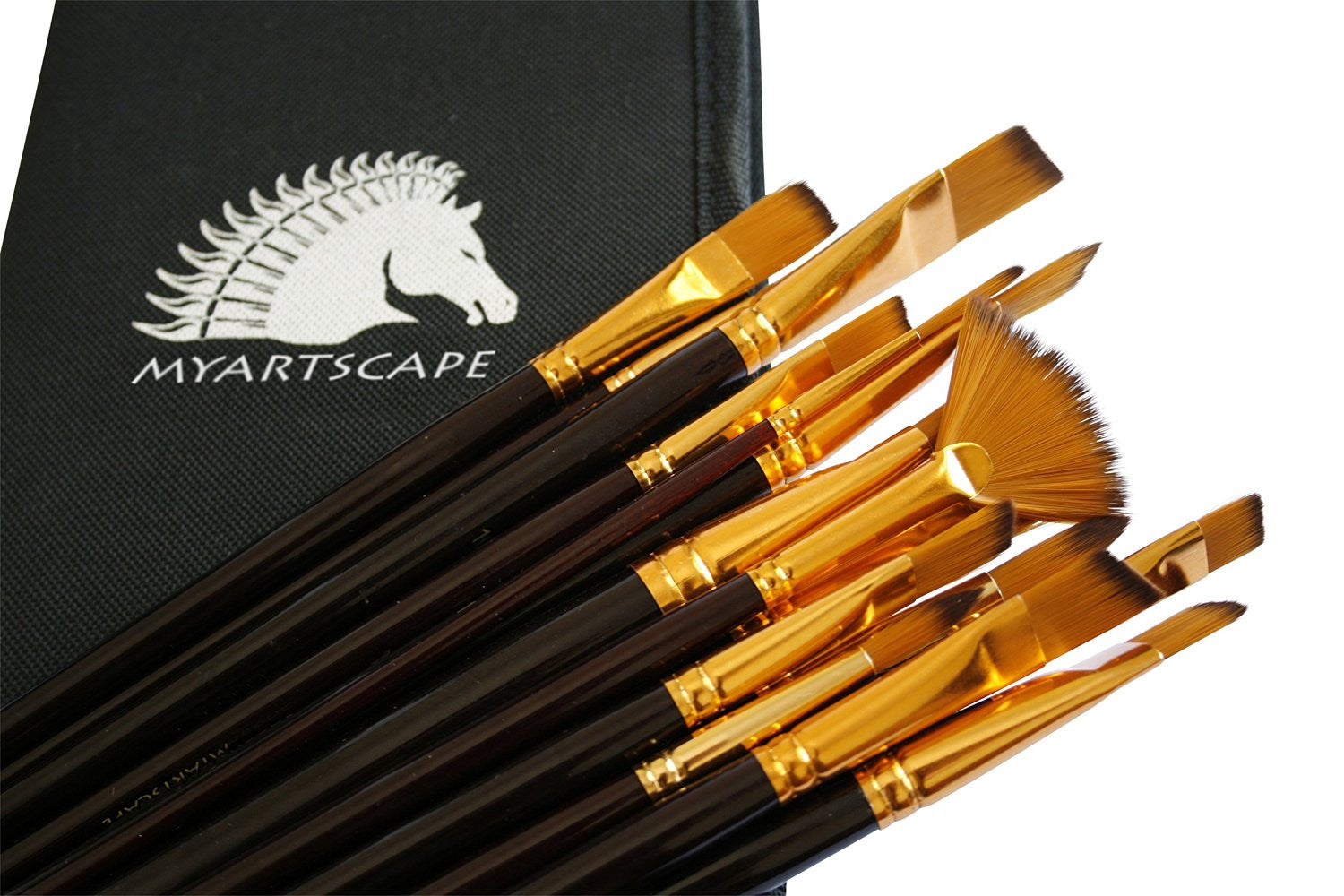 Premium 15-Piece Artist Paintbrush Set with Long Handles and Travel Holder