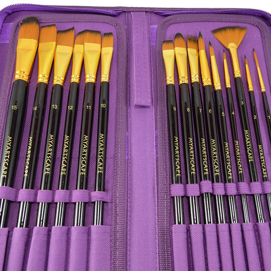 Upgrade Your Art Supplies with the 15 Pc Brush Set - Long Handle Brushes