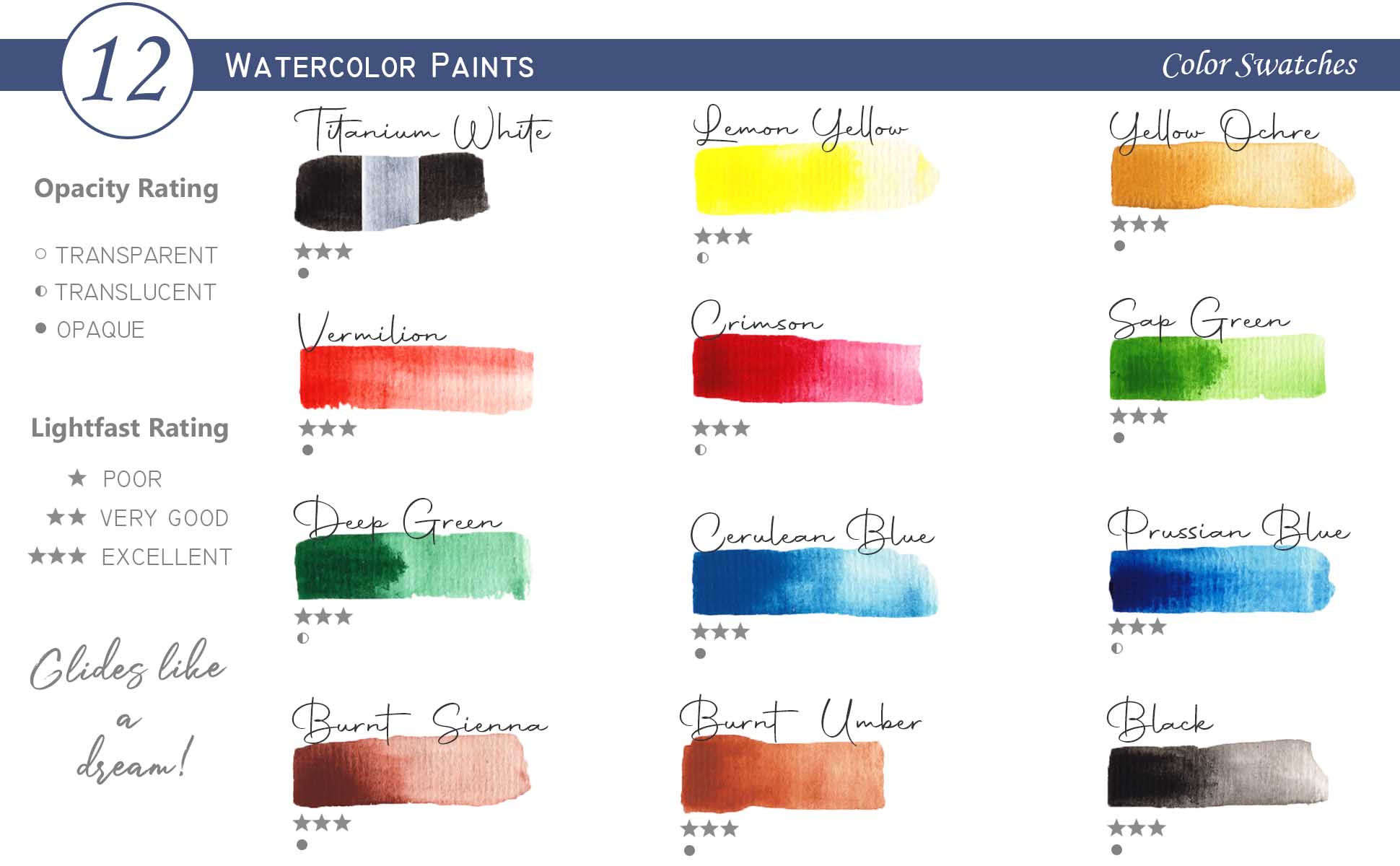watercolor paint color swatches