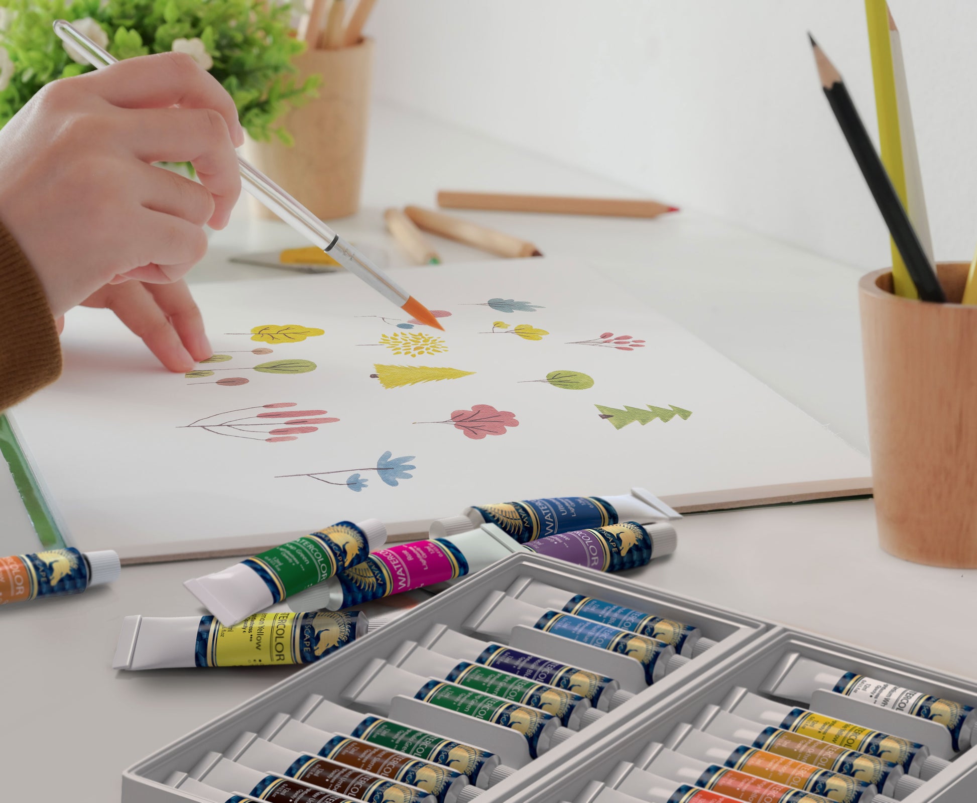 Buy 46Pcs Kids Art Painting Set Watercolor Pencil Pastels Art Drawing Case  Kit - MyDeal