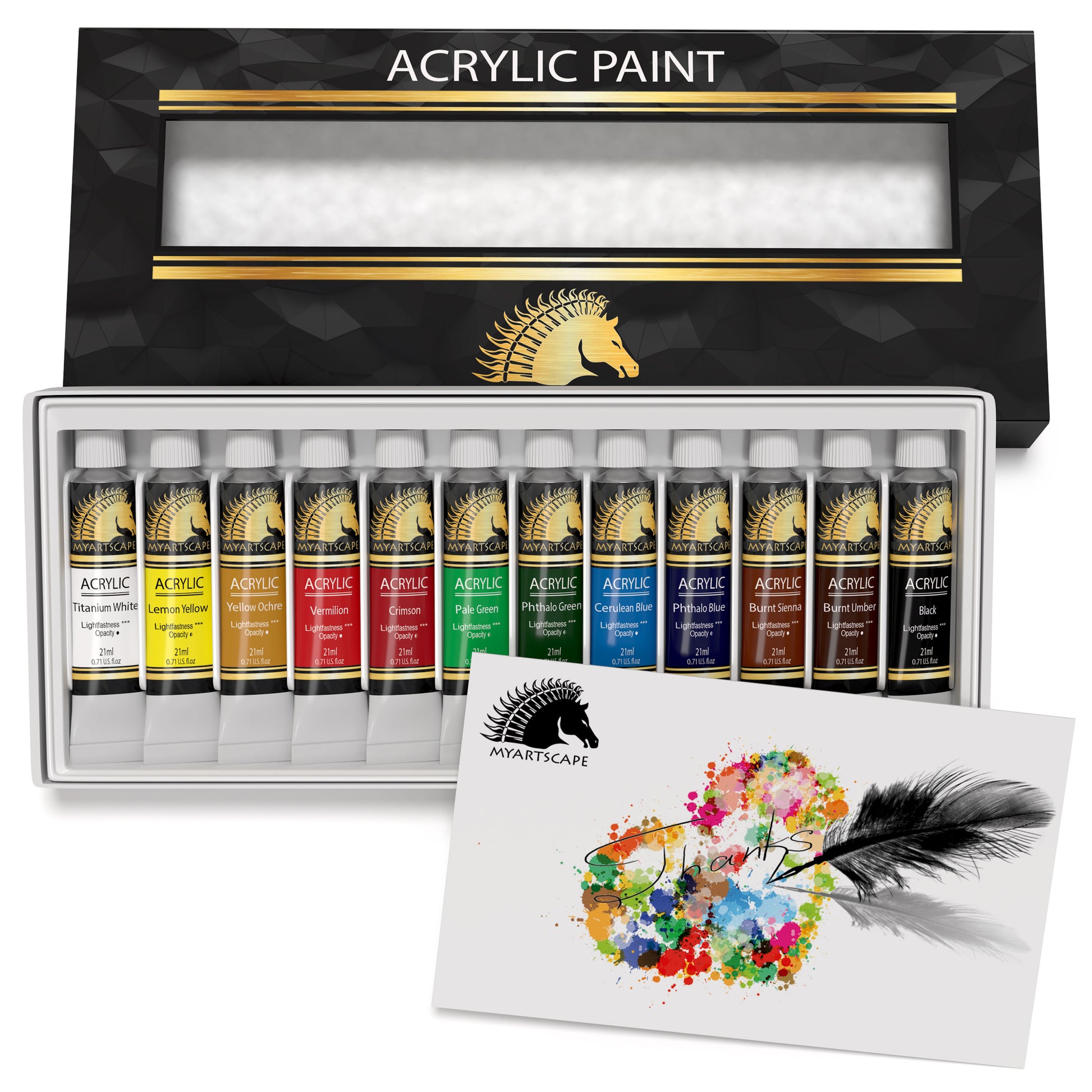 MyArtscape Oil Paint Set - 21ml x 12 Tubes - Artist Quality - Lightfast -  Heavy Body - Highly Pigmented Oil-based Colors - Excellent Coverage 