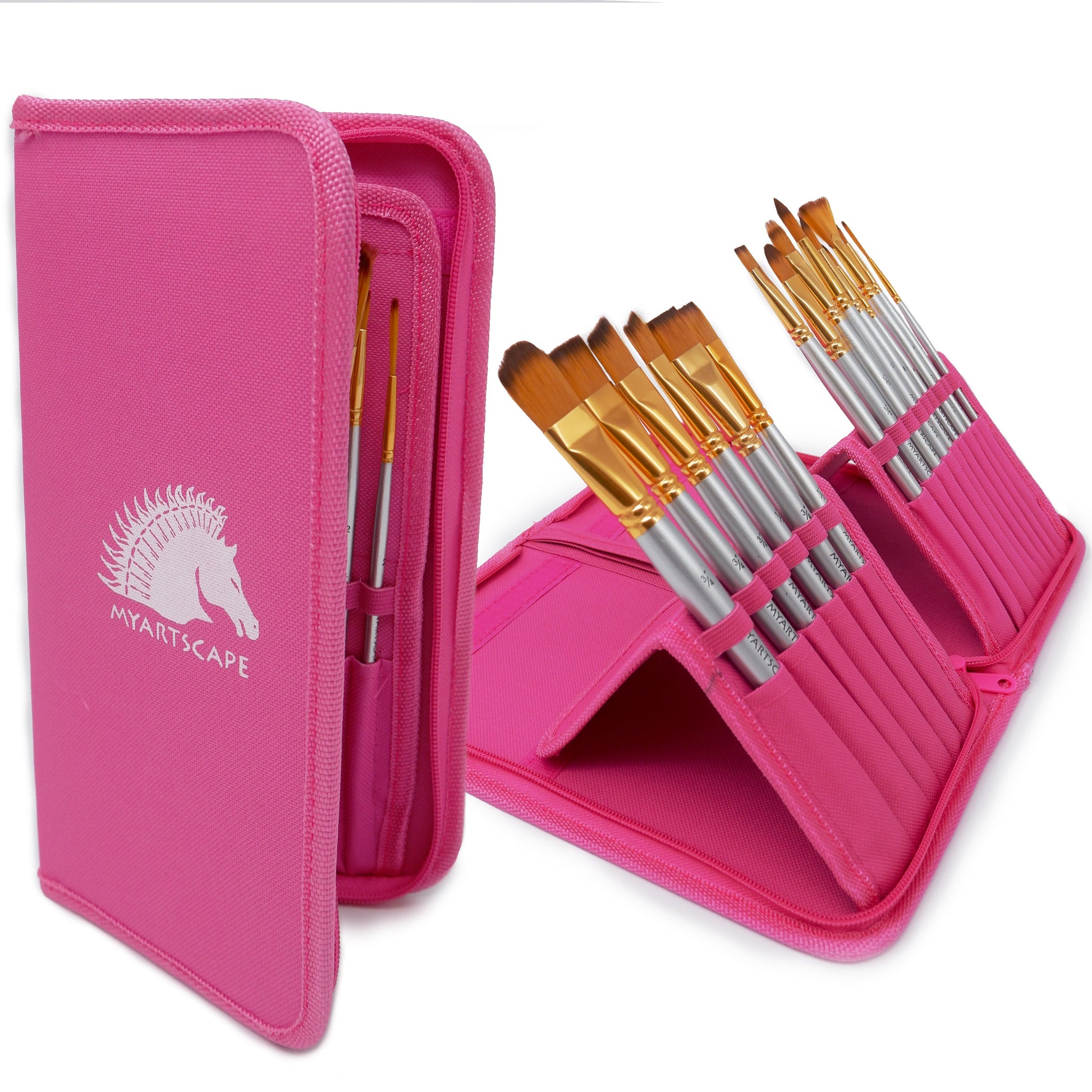 15 Short Handle Artist Paintbrushes in the Compact Travel-Friendly Set